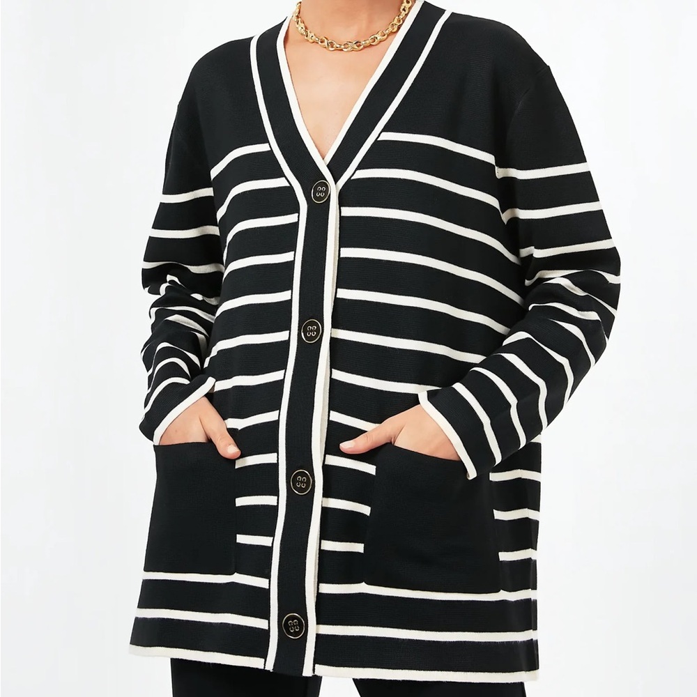Tuckernuck Lauren Striped V Neck Academia Preppy Cardigan | S